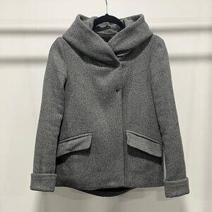 Zara Gray Pea Coat with Folded hood